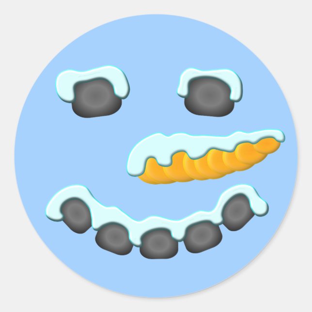 Snowman Face Design Runder Aufkleber (Vorderseite)