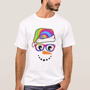 Snowman Face Gefärbte Krawatte Brille Weihnachtsma T-Shirt
