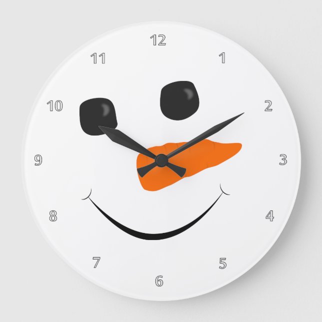 Snowman Face Große Wanduhr (Vorderseite)