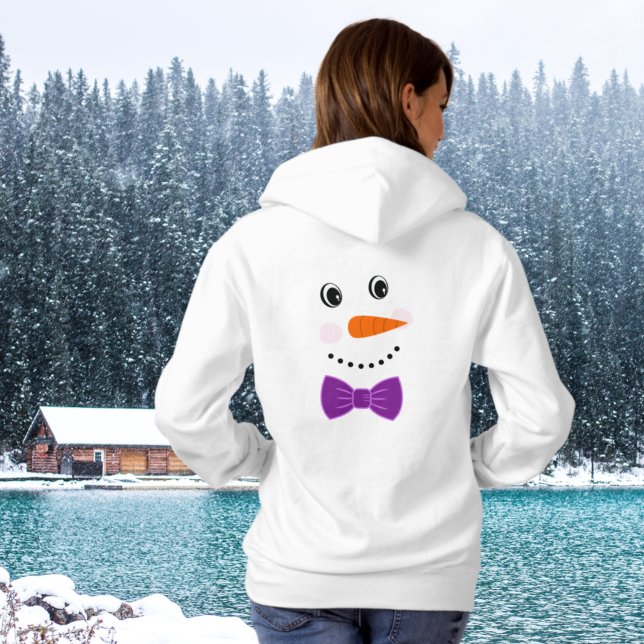 Snowman Face Lila Bowtie Name hinzufügen Hoodie (Von Creator hochgeladen)
