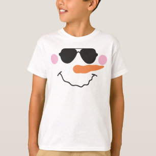 Snowman Face mit Brille T - Shirt für Kinder