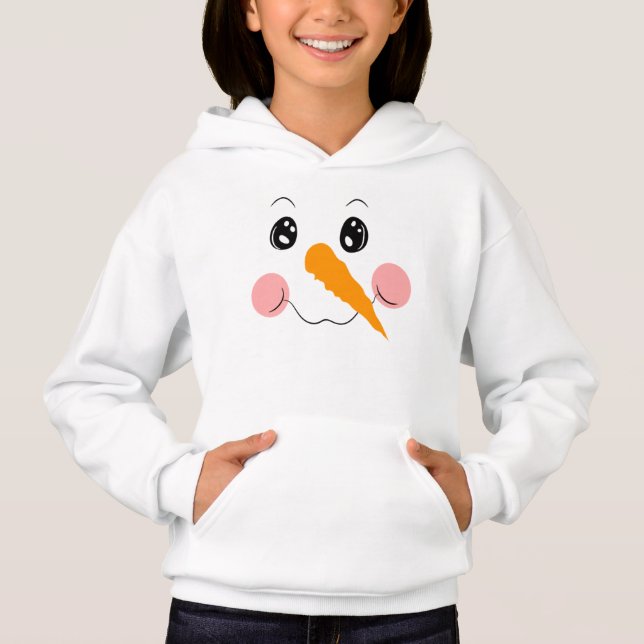 Snowman Face Niedlicher Weihnachtsfeiertag Hoodie (Vorderseite)