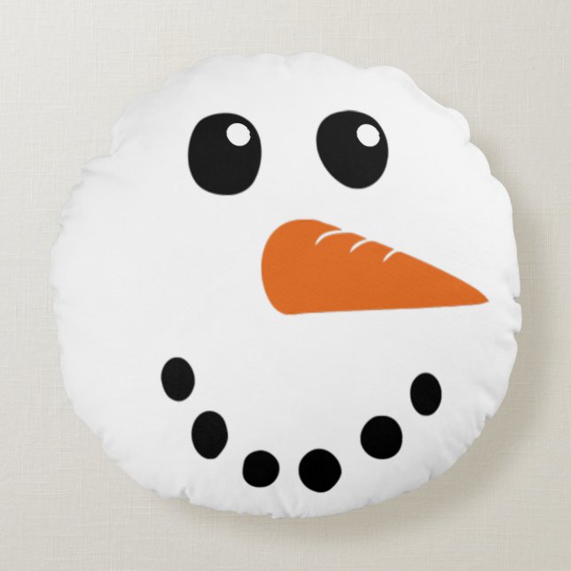 Snowman Face Rundes Kissen (Vorderseite)