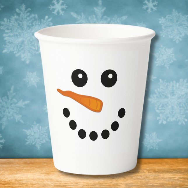Snowman Face Smile Holiday niedliche Winter Paper  Pappbecher (Von Creator hochgeladen)