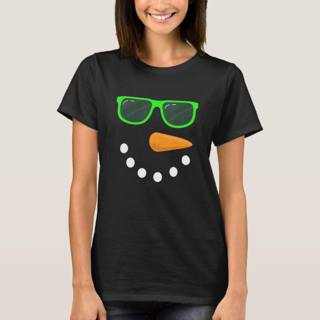 Snowman Face Sonnenbrille Snowman Kostüm 1 T-Shirt (Vorderseite)