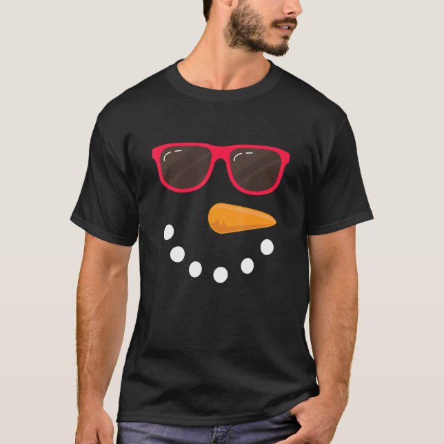 Snowman Face Sonnenbrille Snowman Kostüm 2 T-Shirt (Vorderseite)