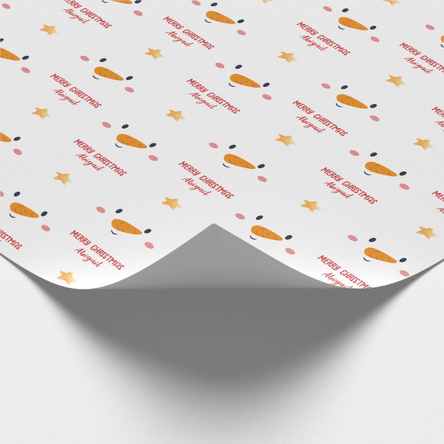 Snowman Face Weihnachtswrapping Paper Geschenkpapier (Ecke)