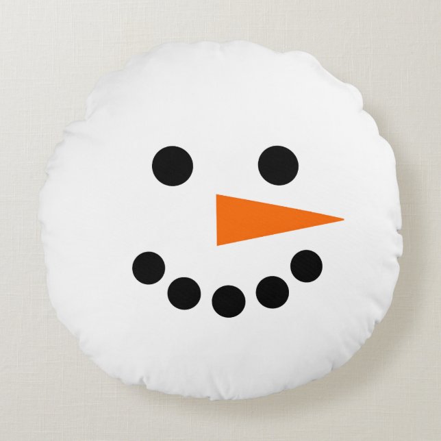 Snowman Face Winter Holiday Weihnachten Hanukkah Rundes Kissen (Vorderseite)