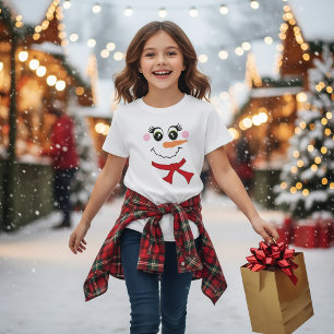 Snowman Face with Shawl T - Shirt for Kids