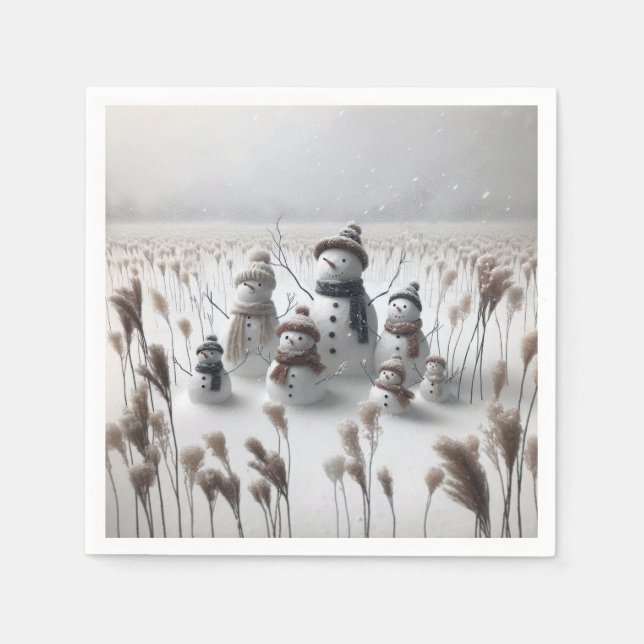 Snowman-Familie auf dem Lande Serviette (Vorderseite)