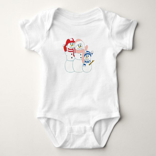 Snowman-Familie Baby Strampler (Vorderseite)