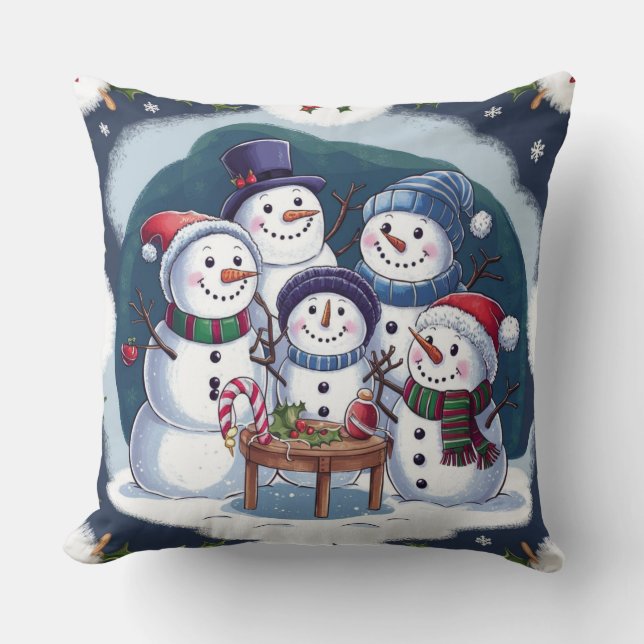 Snowman-Familie Kissen (Vorderseite)