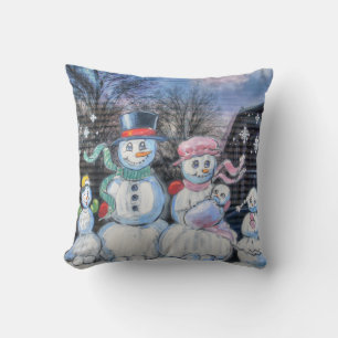 Snowman-Familie Kissen