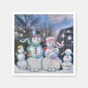 Snowman-Familie Serviette