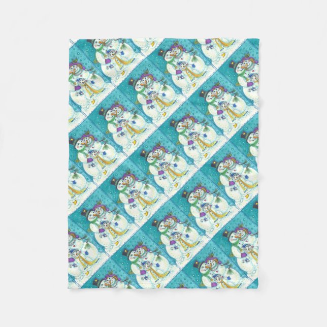 SNOWMAN FAMILY CHRISTMAS FLEECE BLANKET (Vorderseite)