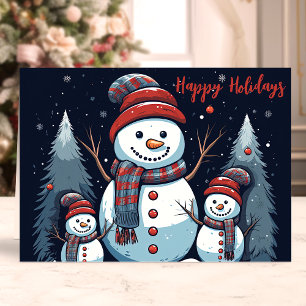 Snowman Family Happy Holidays Winter Feiertagskarte