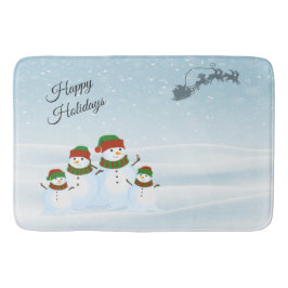 Snowman Family Holiday Bath Mat Badematte