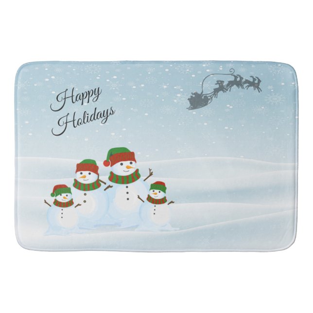 Snowman Family Holiday Bath Mat Badematte (Vorderseite)