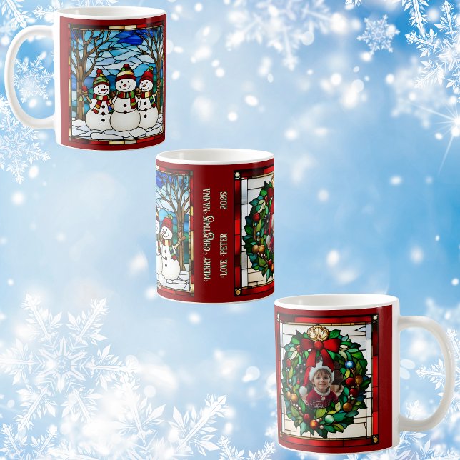 Snowman Family Imitats Festglas Kaffeetasse (Von Creator hochgeladen)