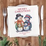 Snowman Family Red Christmas Party Serviette<br><div class="desc">Snowman Family Red Weihnachts Party Servietten für eine festliche Feier.</div>