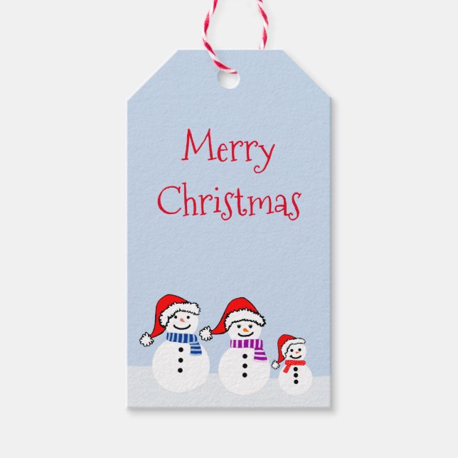Snowman Family Weihnachtsgeschenke Tags Geschenkanhänger (Vorderseite)