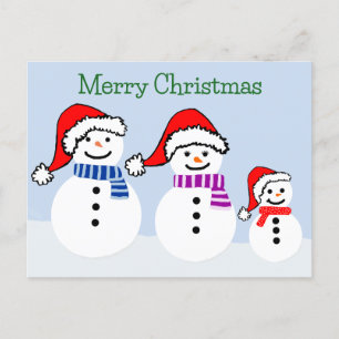 Snowman Family Weihnachtspostkarte Feiertagspostkarte