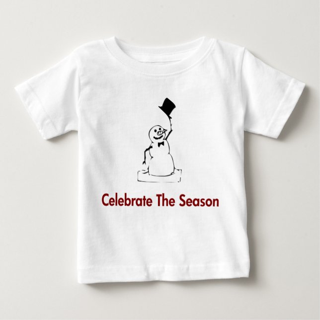 Snowman feiert die Jahreszeit Baby T-shirt (Vorderseite)
