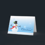Snowman Feiertagskarte<br><div class="desc">Snowman Grußkarte mit einem niedlichen Schneemann,  der einen roten Schal trägt und einen schwarzen Hut auf einem blauen Hintergrund,  der die Wintersaison genießt,  wenn Schneeflocken unterschiedlicher Form behalten werden. Ideal für Weihnachten oder andere Gelegenheiten. © Morning 6</div>