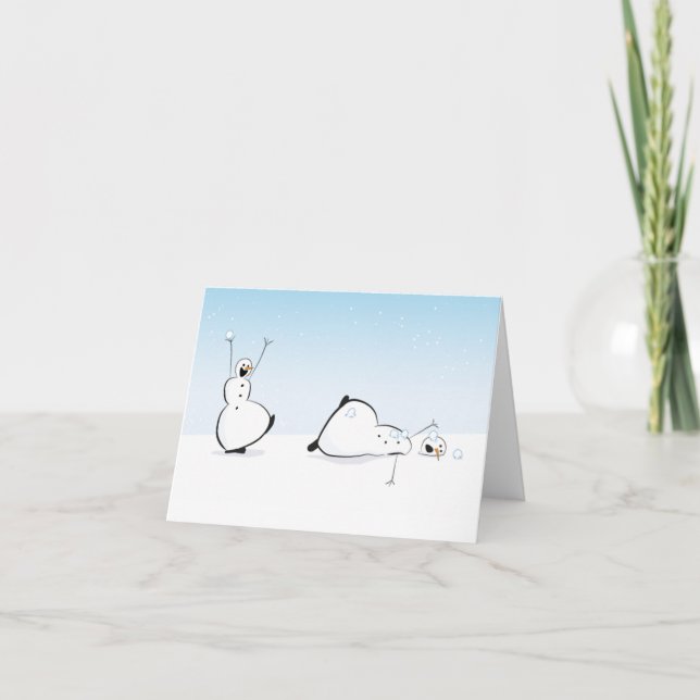 Snowman festive Christmas card - b/w Dankeskarte (Vorderseite)