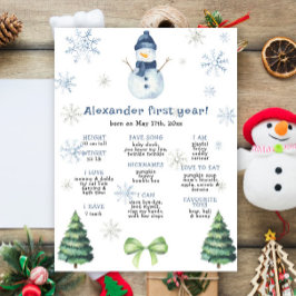 Snowman First Birthday Milestone Geburtstag Poster