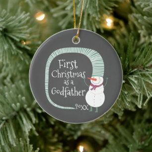 Snowman First Christmas als Pate Personalisiert Keramik Ornament