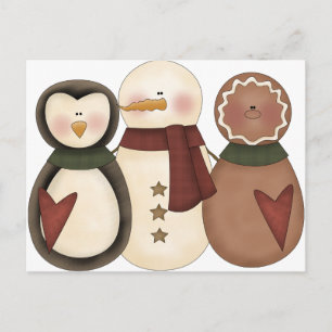 Snowman-Freunde-Lebkuchenmann, Pinguin Postkarte