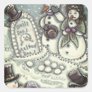 SNOWMAN-FRIEDHOF, MELDET VOR SEINER ZEIT, MÄHRER QUADRATISCHER AUFKLEBER