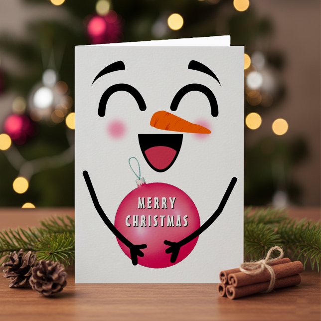Snowman Frohe Weihnachten Niedlich lächelnd Gesich Karte (Snowman Merry Christmas Cute Smiling Face Winter Card
)
