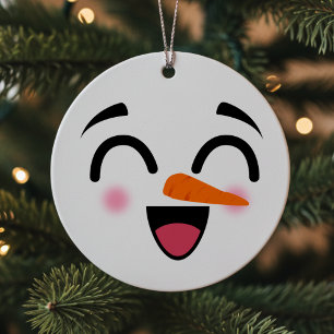 Snowman Frohe Weihnachten Niedlich lächelnd Gesich Ornament Aus Metall