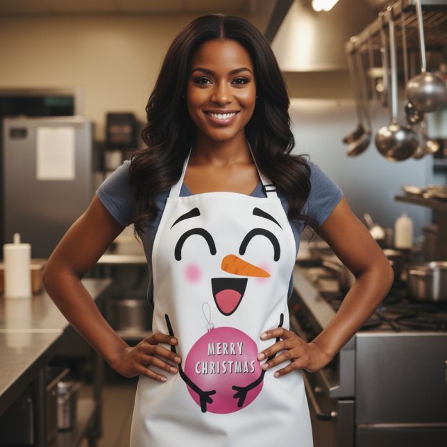 Snowman Frohe Weihnachten Niedlich lächelnd Gesich Schürze (Snowman Merry Christmas Cute Smiling Face Winter Apron
)