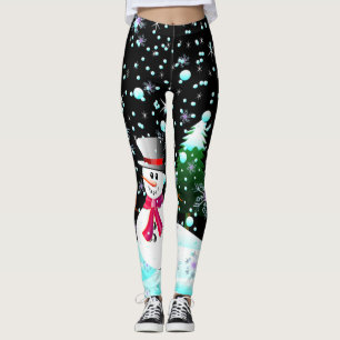 Snowman "frohe Weihnachten" personalisiert Leggings