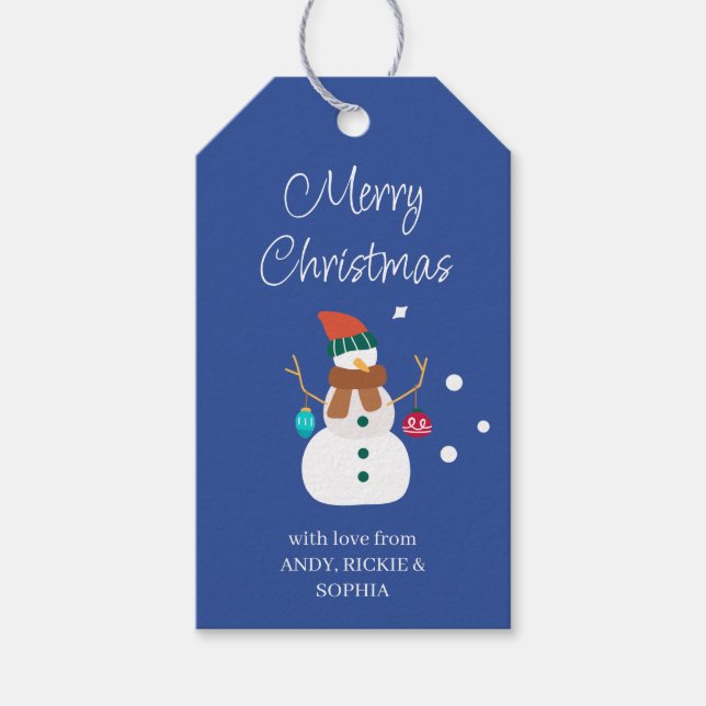 Snowman Frohe Weihnachten Personalisierte Gift Tag Geschenkanhänger (Vorderseite)