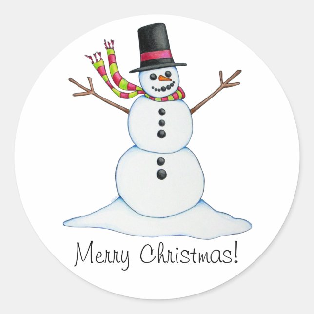 Snowman "Frohe Weihnachten" Sticker (Vorderseite)