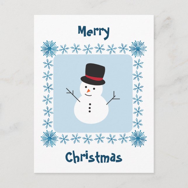 Snowman Frohe Weihnachten Winter Gruß Postkarte (Vorderseite)