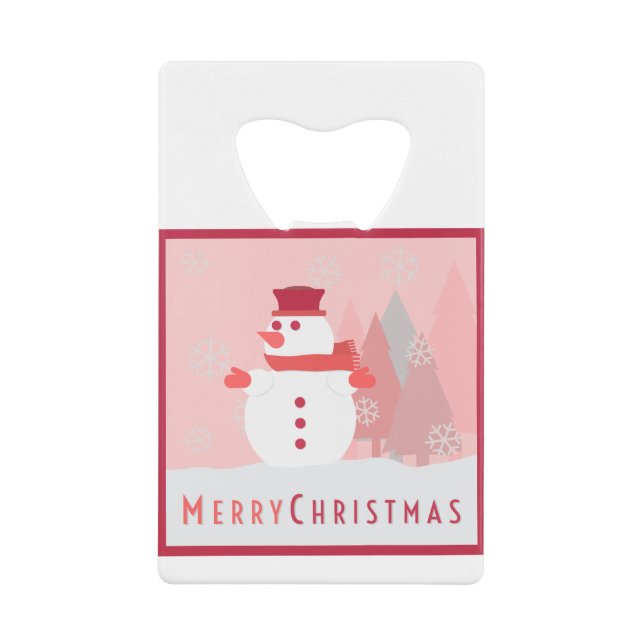 Snowman Frohe Weihnachtskarte Geldbeutel Flaschenöffner (Vorderseite)