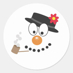 Snowman Funny Face Niedlich Novelty Weihnachtsgesc Runder Aufkleber