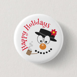 Snowman Funny Face Niedliche Neuheit Weihnachten Button