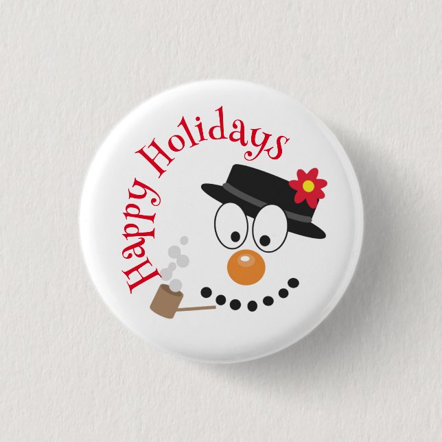 Snowman Funny Face Niedliche Neuheit Weihnachten Button (Vorderseite)
