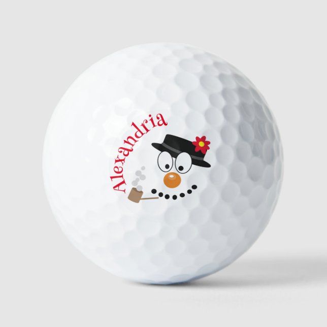 Snowman Funny Face Niedliche Neuheit Weihnachten Golfball (Vorderseite)