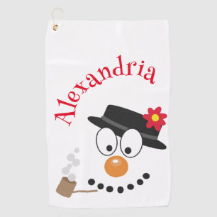 Snowman Funny Face Niedliche Neuheit Weihnachten Golfhandtuch