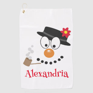 Snowman Funny Face Niedliche Neuheit Weihnachten Golfhandtuch