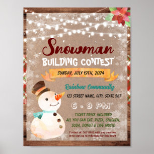 Snowman Gebäude Contest School Flyer Poster