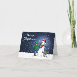 Snowman Gebäude Feiertagskarte