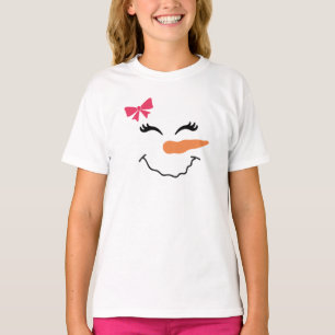 Snowman-Gesicht lächeln mit Ribbon-T - Shirt für K